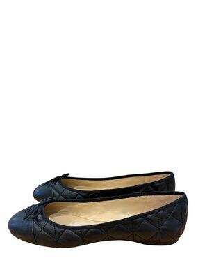 Coach Allyson Black Quilted Leather Ballet Flats With Bow Detail 8M Spring NWOT